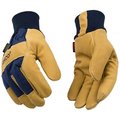 Heatkeep Gloves, Men's, M, Angled Wing Thumb, EasyOn, Elastic Knit Wrist Cuff, BlueGolden 1926KW-M